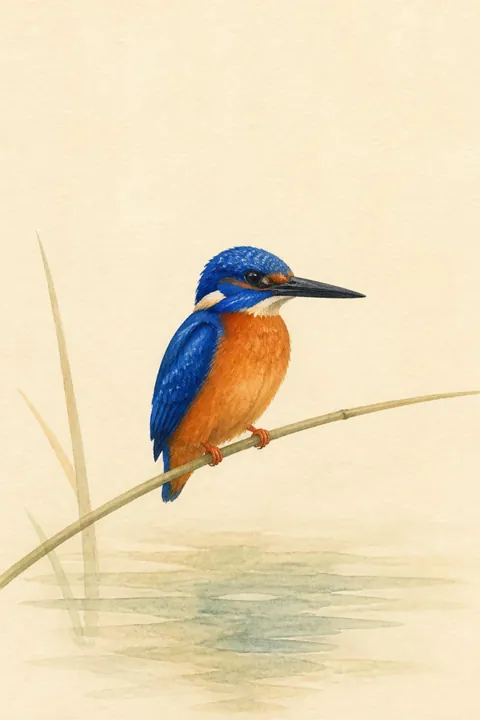 Azure Kingfisher Print: watercolour-style australian Native Bird Wall Art