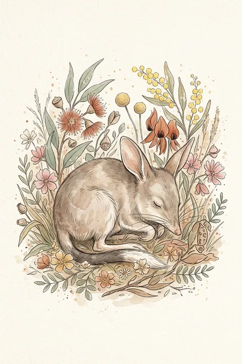 Bilby Print: watercolour-style australian Animal Nursery Wall Art