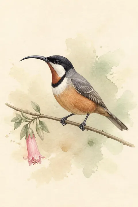 Eastern Spinebill Print: watercolour-style australian Native Bird Wall Art