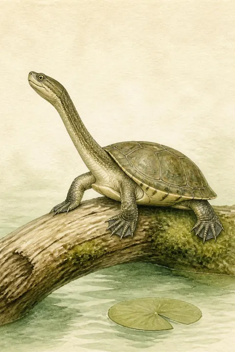 Long Necked Turtle Print: watercolour-style freshwater Turtle Nursery Wall Art