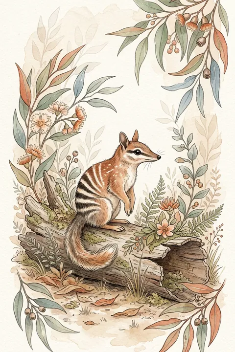 Numbat Nursery Print: watercolour-style australian Native Animal Wall Art