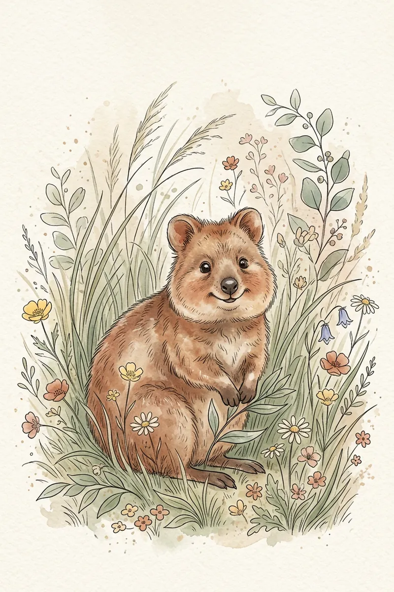 Quokka Print: watercolour-style australian Nursery Wall Art