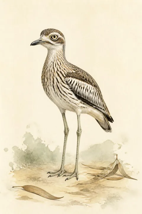 Stone Curlew Print: watercolour-style bush Stone-Curlew Wall Art