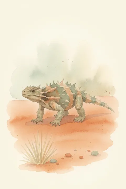 Thorny Devil Print: watercolour-style australian Outback Lizard Wall Art